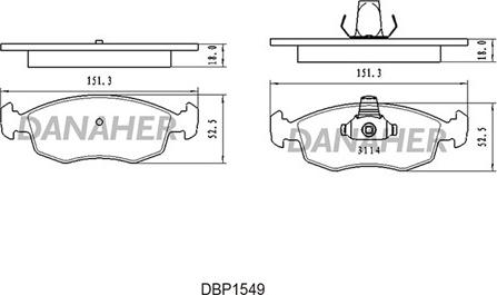 Danaher DBP1549 - Kit de plaquettes de frein, frein à disque cwaw.fr