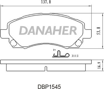 Danaher DBP1545 - Kit de plaquettes de frein, frein à disque cwaw.fr