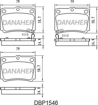 Danaher DBP1546 - Kit de plaquettes de frein, frein à disque cwaw.fr