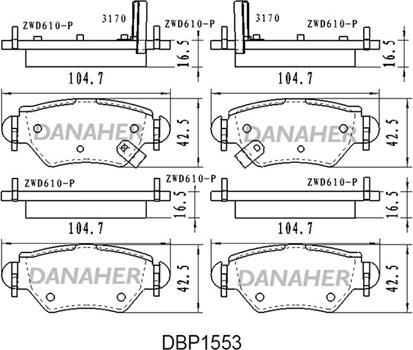 Danaher DBP1553 - Kit de plaquettes de frein, frein à disque cwaw.fr