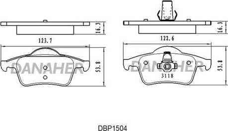 Danaher DBP1504 - Kit de plaquettes de frein, frein à disque cwaw.fr