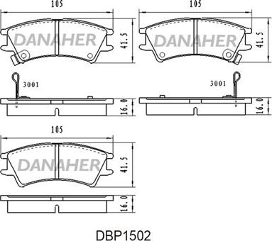 Danaher DBP1502 - Kit de plaquettes de frein, frein à disque cwaw.fr