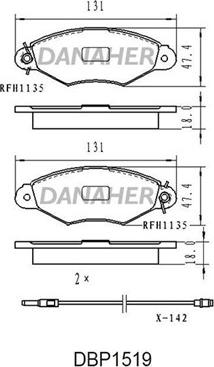 Danaher DBP1519 - Kit de plaquettes de frein, frein à disque cwaw.fr