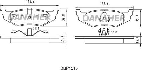 Danaher DBP1515 - Kit de plaquettes de frein, frein à disque cwaw.fr