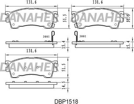 Danaher DBP1518 - Kit de plaquettes de frein, frein à disque cwaw.fr