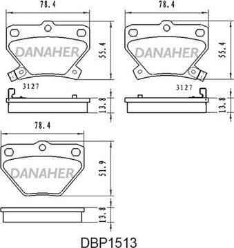 Danaher DBP1513 - Kit de plaquettes de frein, frein à disque cwaw.fr