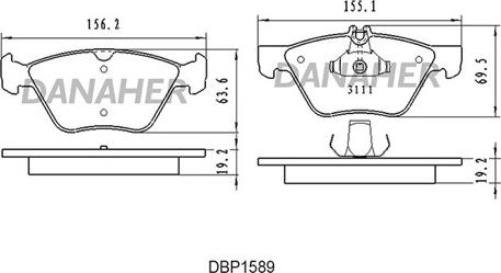 Danaher DBP1589 - Kit de plaquettes de frein, frein à disque cwaw.fr