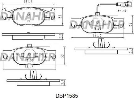 Danaher DBP1585 - Kit de plaquettes de frein, frein à disque cwaw.fr