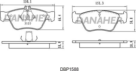 Danaher DBP1588 - Kit de plaquettes de frein, frein à disque cwaw.fr