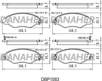 Danaher DBP1583 - Kit de plaquettes de frein, frein à disque cwaw.fr