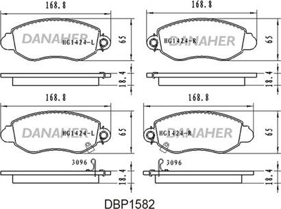 Danaher DBP1582 - Kit de plaquettes de frein, frein à disque cwaw.fr