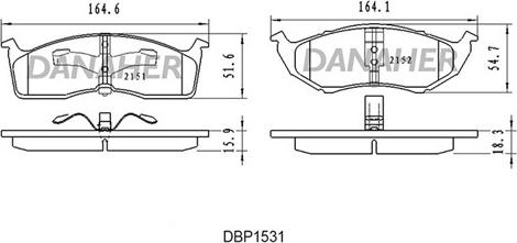 Danaher DBP1531 - Kit de plaquettes de frein, frein à disque cwaw.fr