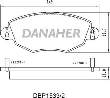 Danaher DBP1533/2 - Kit de plaquettes de frein, frein à disque cwaw.fr