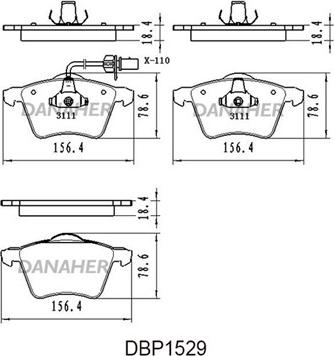 Danaher DBP1529 - Kit de plaquettes de frein, frein à disque cwaw.fr