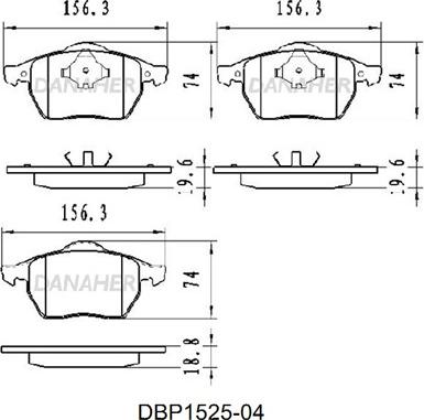 Danaher DBP1525-04 - Kit de plaquettes de frein, frein à disque cwaw.fr