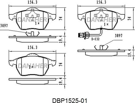 Danaher DBP1525-01 - Kit de plaquettes de frein, frein à disque cwaw.fr