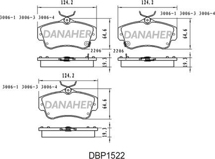 Danaher DBP1522 - Kit de plaquettes de frein, frein à disque cwaw.fr