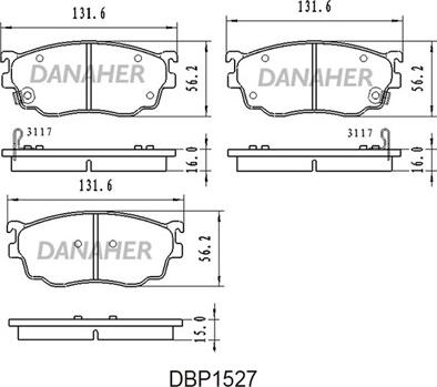 Danaher DBP1527 - Kit de plaquettes de frein, frein à disque cwaw.fr