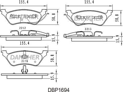 Danaher DBP1694 - Kit de plaquettes de frein, frein à disque cwaw.fr