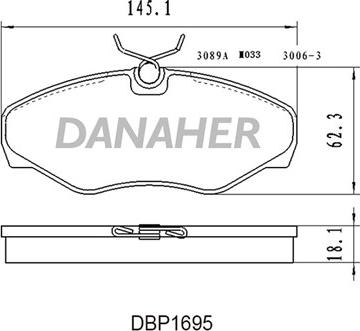 Danaher DBP1695 - Kit de plaquettes de frein, frein à disque cwaw.fr