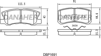 Danaher DBP1691 - Kit de plaquettes de frein, frein à disque cwaw.fr