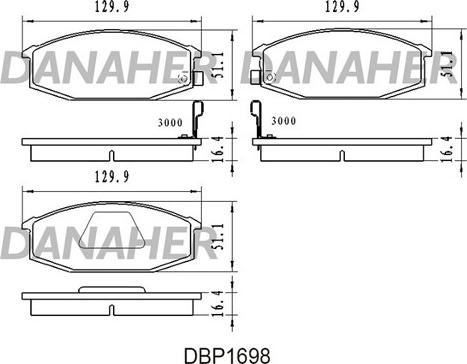 Danaher DBP1698 - Kit de plaquettes de frein, frein à disque cwaw.fr