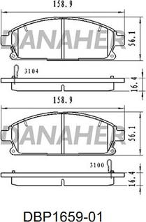 Danaher DBP1659-01 - Kit de plaquettes de frein, frein à disque cwaw.fr