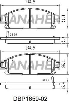 Danaher DBP1659-02 - Kit de plaquettes de frein, frein à disque cwaw.fr