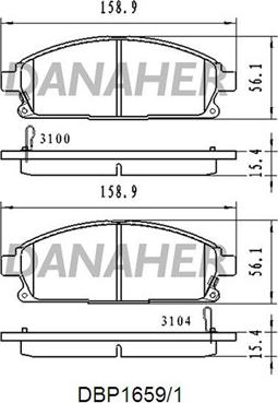 Danaher DBP1659/1 - Kit de plaquettes de frein, frein à disque cwaw.fr