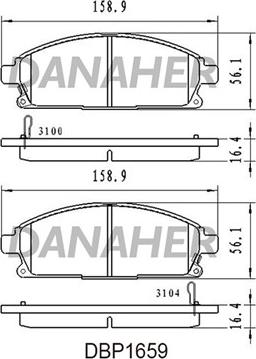 Danaher DBP1659 - Kit de plaquettes de frein, frein à disque cwaw.fr