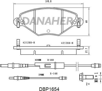 Danaher DBP1654 - Kit de plaquettes de frein, frein à disque cwaw.fr