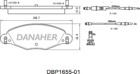 Danaher DBP1655-01 - Kit de plaquettes de frein, frein à disque cwaw.fr