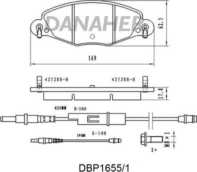 Danaher DBP1655/1 - Kit de plaquettes de frein, frein à disque cwaw.fr