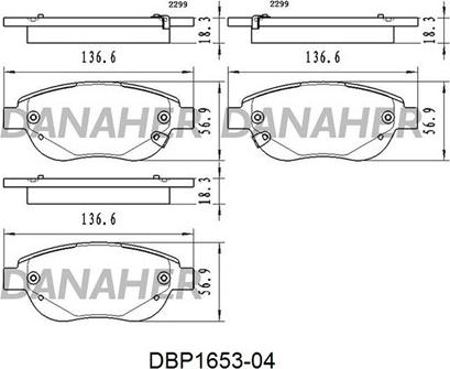 Danaher DBP1653-04 - Kit de plaquettes de frein, frein à disque cwaw.fr