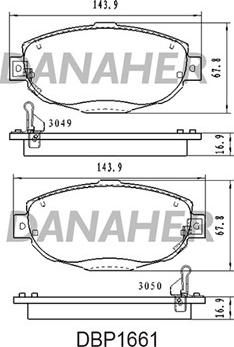 Danaher DBP1661 - Kit de plaquettes de frein, frein à disque cwaw.fr