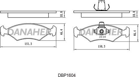 Danaher DBP1604 - Kit de plaquettes de frein, frein à disque cwaw.fr