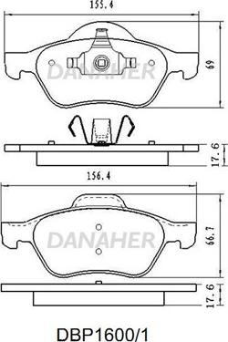 Danaher DBP1600/1 - Kit de plaquettes de frein, frein à disque cwaw.fr