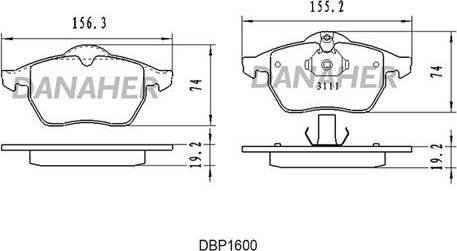 Danaher DBP1600 - Kit de plaquettes de frein, frein à disque cwaw.fr