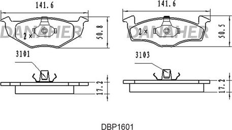 Danaher DBP1601 - Kit de plaquettes de frein, frein à disque cwaw.fr