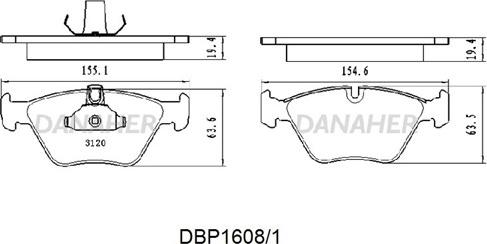 Danaher DBP1608/1 - Kit de plaquettes de frein, frein à disque cwaw.fr