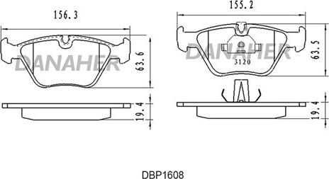 Danaher DBP1608 - Kit de plaquettes de frein, frein à disque cwaw.fr