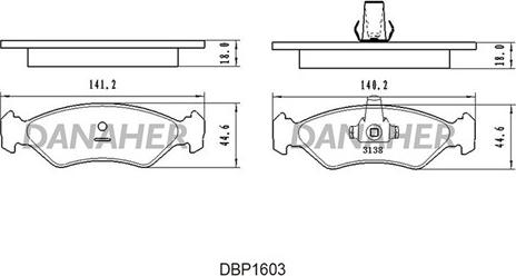 Danaher DBP1603 - Kit de plaquettes de frein, frein à disque cwaw.fr