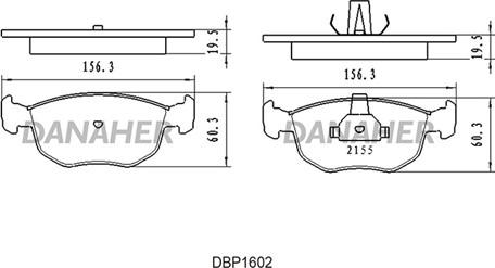 Danaher DBP1602 - Kit de plaquettes de frein, frein à disque cwaw.fr