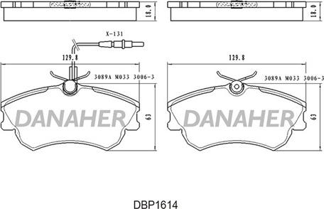 Danaher DBP1614 - Kit de plaquettes de frein, frein à disque cwaw.fr