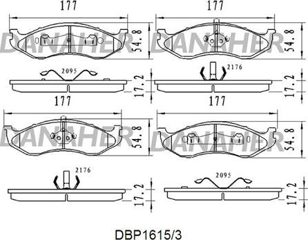 Danaher DBP1615/3 - Kit de plaquettes de frein, frein à disque cwaw.fr