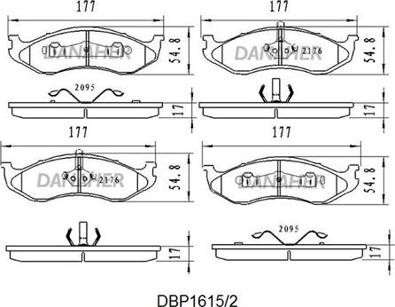 Danaher DBP1615/2 - Kit de plaquettes de frein, frein à disque cwaw.fr