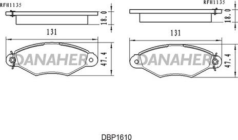 Danaher DBP1610 - Kit de plaquettes de frein, frein à disque cwaw.fr