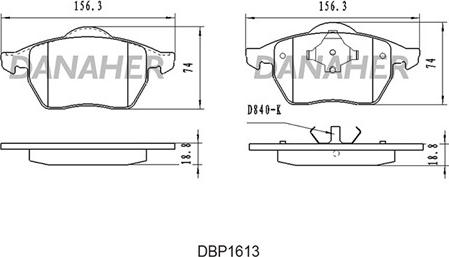 Danaher DBP1613 - Kit de plaquettes de frein, frein à disque cwaw.fr