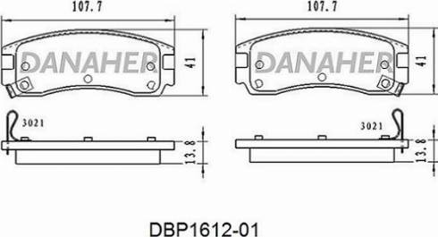 Danaher DBP1612-01 - Kit de plaquettes de frein, frein à disque cwaw.fr