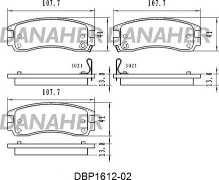 Danaher DBP1612-02 - Kit de plaquettes de frein, frein à disque cwaw.fr